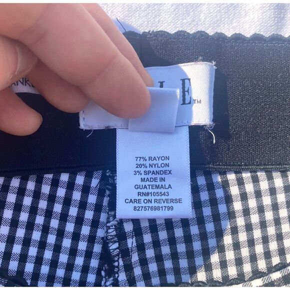 Elle Black Gingham Check Skinny Ankle Stretch Pants - Picture 7 of 7